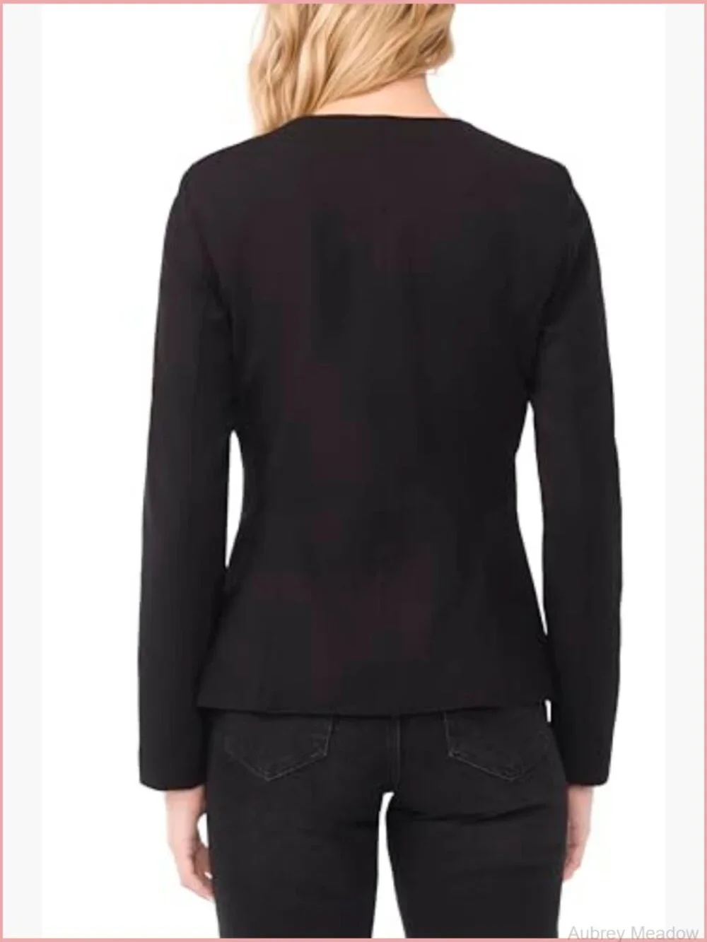 Long Sleeve Shaped Button Down Jacket - Ponte Fabric Tailored Fit
